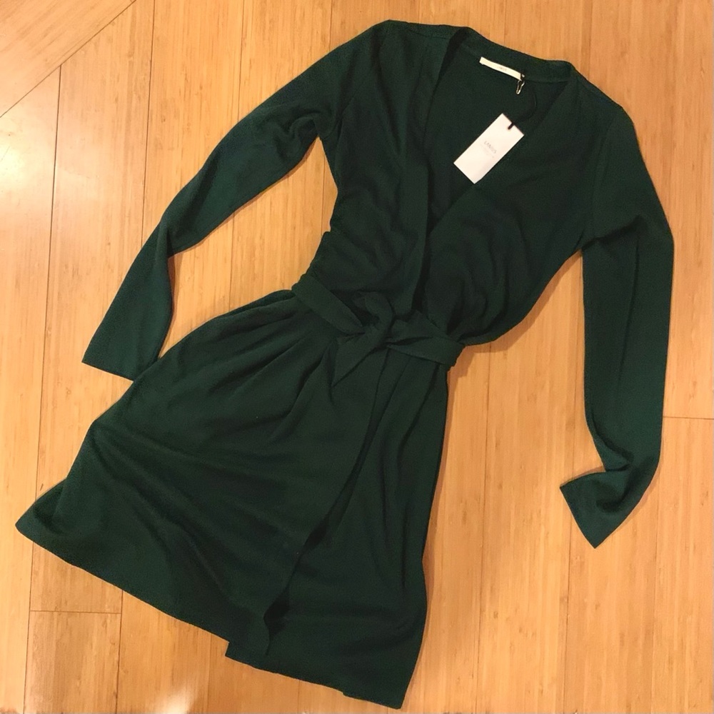Lanius Magazín Forest Green Wrap Dress 38